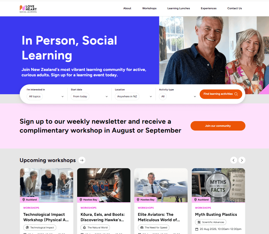 Home page screen shot of heart.co.nz
